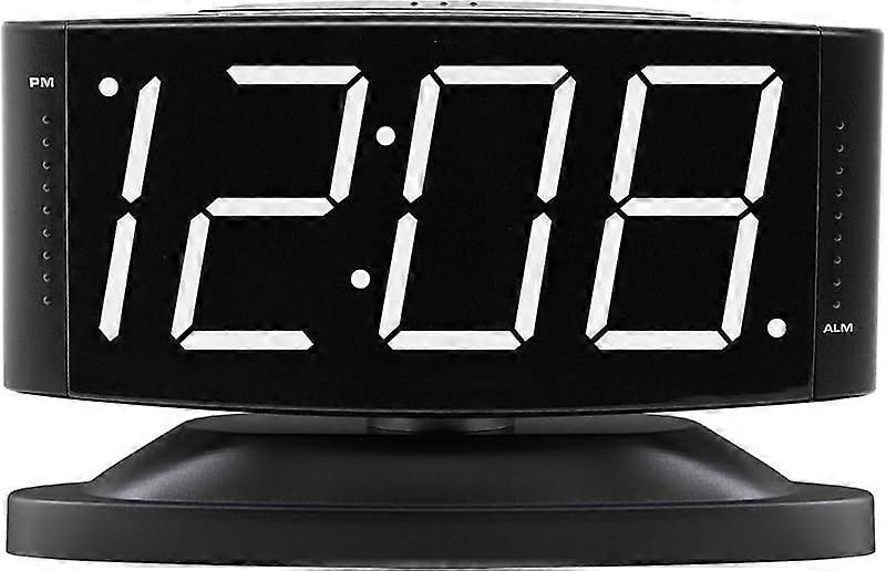 LED Digital Alarm Clock with Rotating Base, Brightness Dimmer, Snooze, Large Green Display, Silver – Socket Power Supply