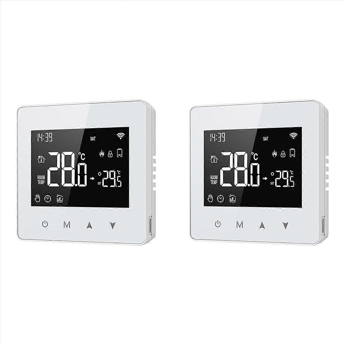 2X Tuya ZigBee Thermostat Smart Home Battery Powered Temperature Controller for Gas Boiler Works wit