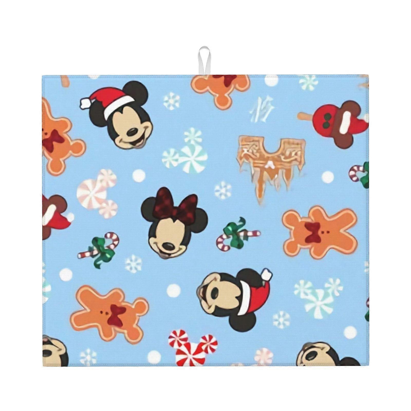 Mickey Mouse Dish Drying Mat For Kitchen Counter, Microfiber Dish Mat, Fast Absorbent Draining Pad