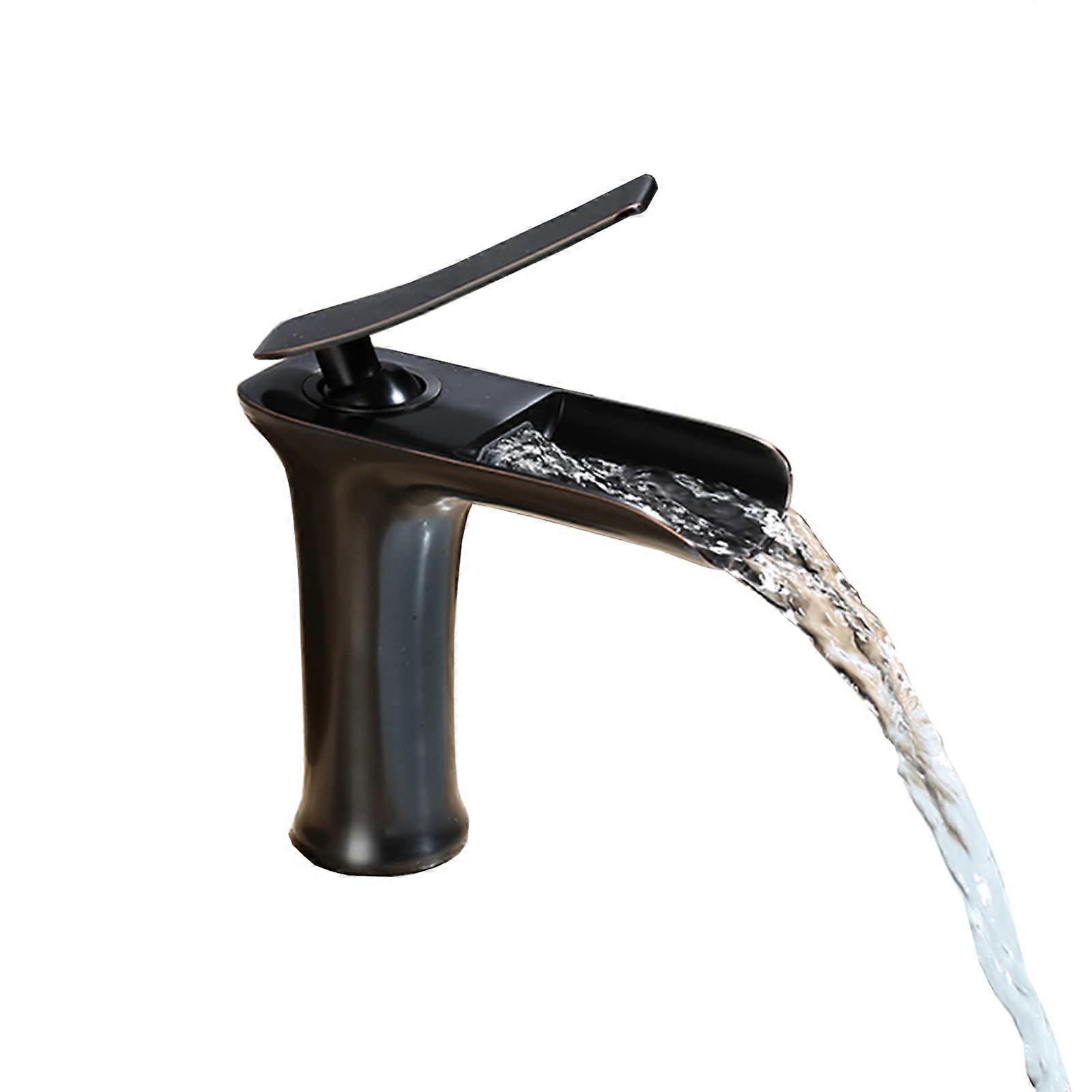 Bathroom Sink Faucet Single Handle One Hole Retro Black Mixer Tap for Vanity (Black A)