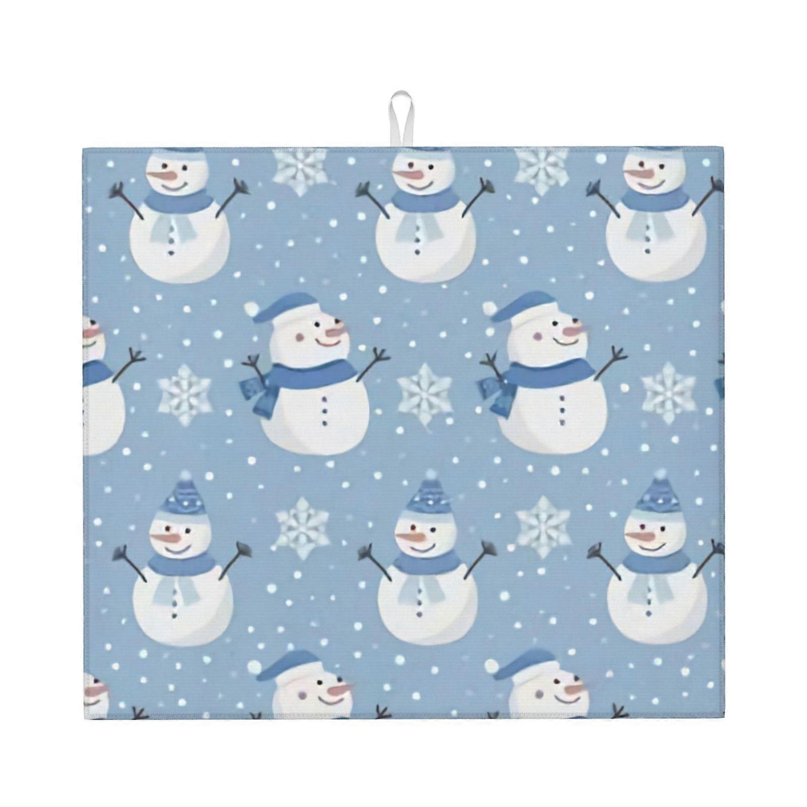 Merry Christmas Dish Drying Mat For Kitchen Counter, Microfiber Dish Mat, Fast Absorbent Draining Pad