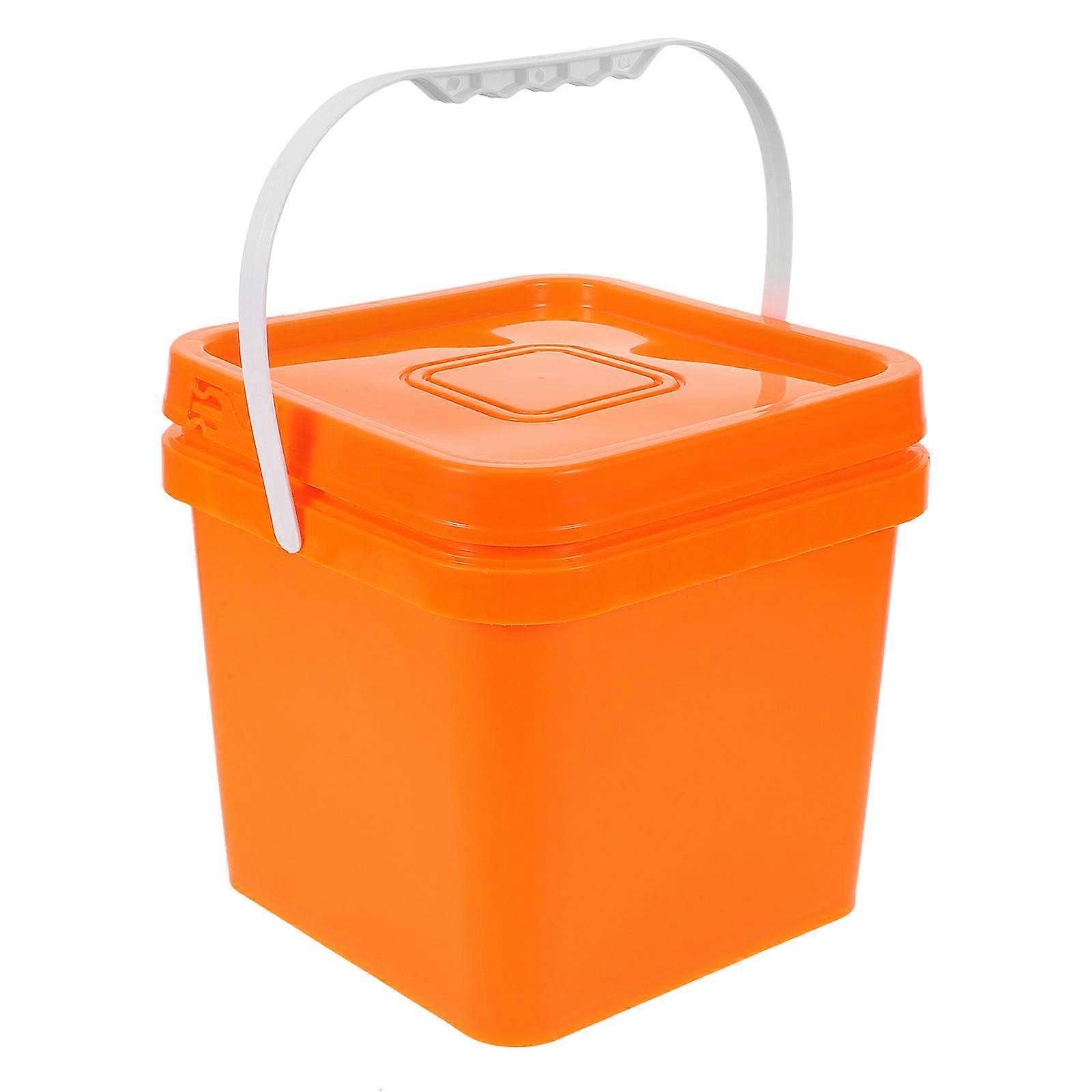 Orange Plastic Storage Bucket with Lid for Storage 5L Paint Bucket