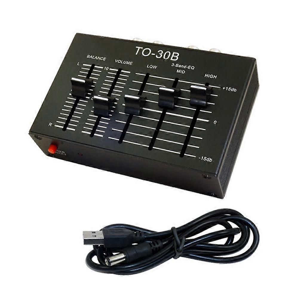 To-30B DC5V Stereo Audio EQ High Medium and Low Three-Band Balanced Preamplifier Audio Balance Volume Control