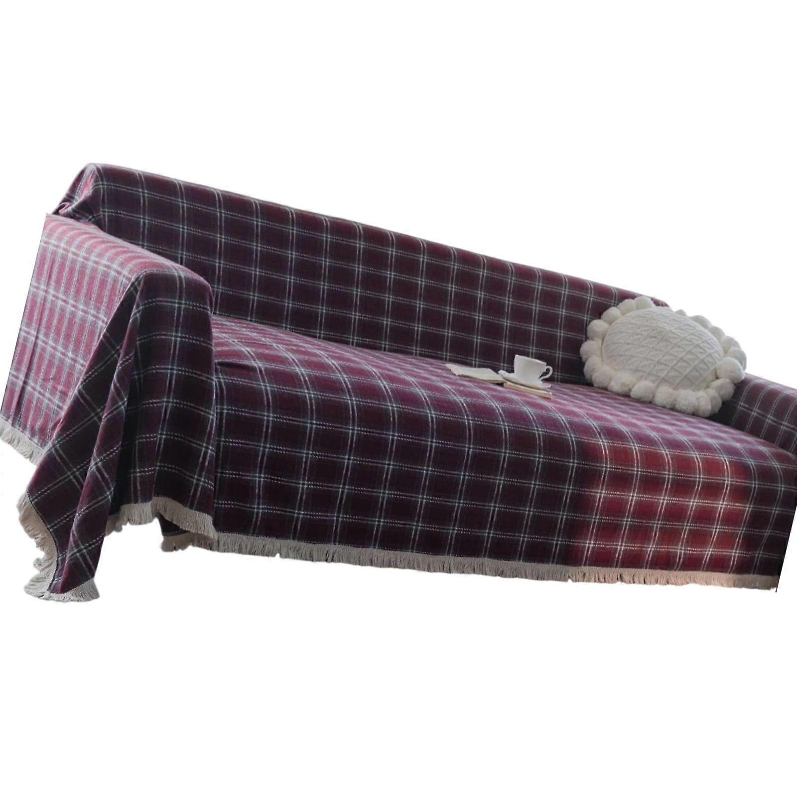 Multifunctional Sofa Protectors Blanket Plaids Designs Comfortable Fabric Easy Machine Wash Various Size  Red
