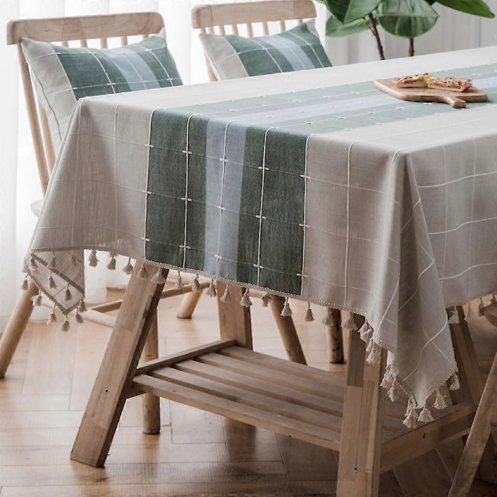 Extra Long Waterproof Polyester Tablecloth for 68 Foot Rectangle Table, Farmhouse Style Washable
