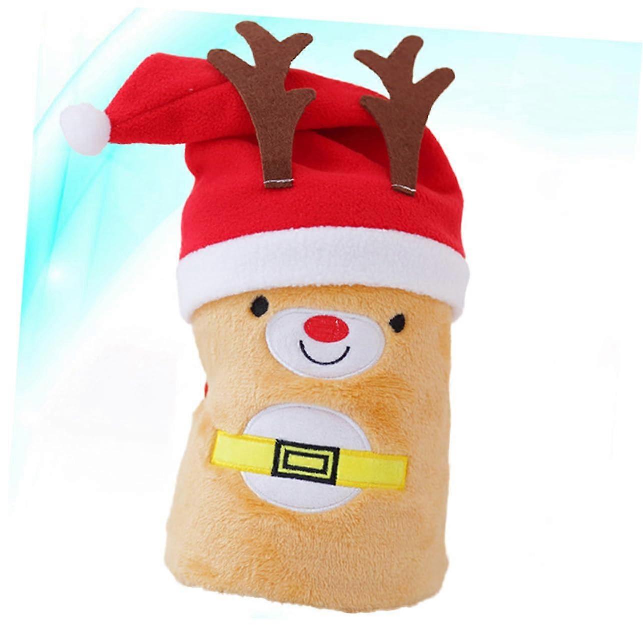 Christmas Throw Blanket Soft Faux Fur Flannel with Elk and Hat Design 80x100cm Couch Cover