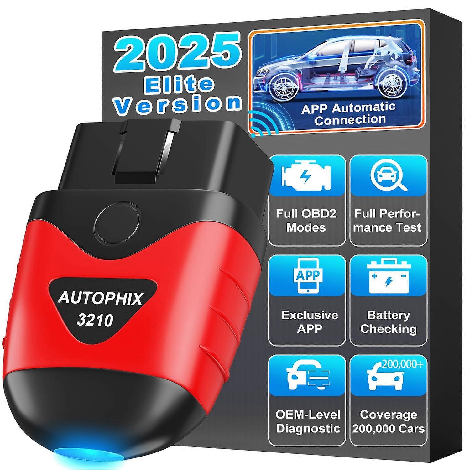 Bluetooth OBD2 Scanner for Check Engine Light and Battery Health, Wireless Car Code Reader for iPhone and Android