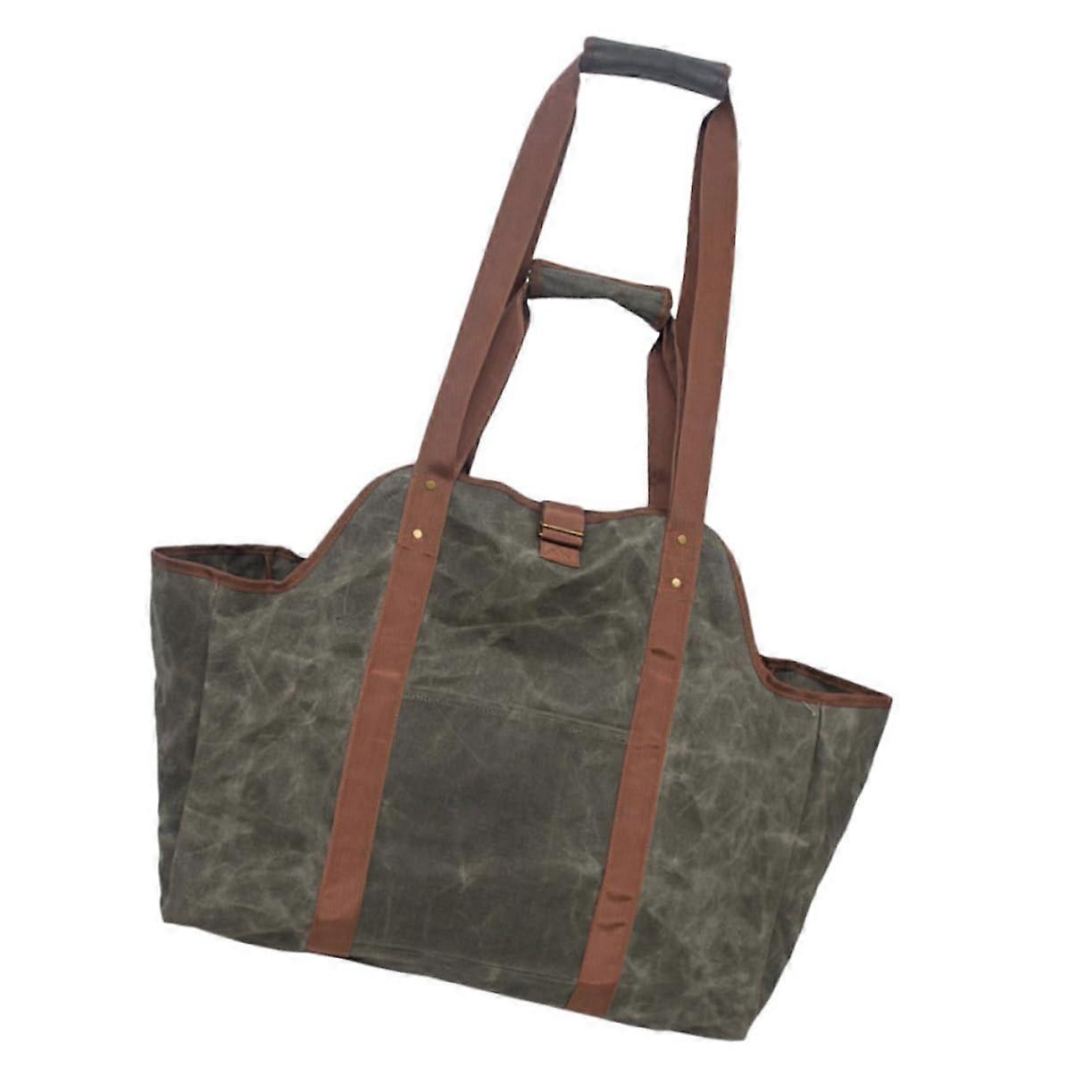 Firewood Carrier Waxed Canvas Log Tote Bag with Large Capacity for Fireplace, Camping, Outdoor Use