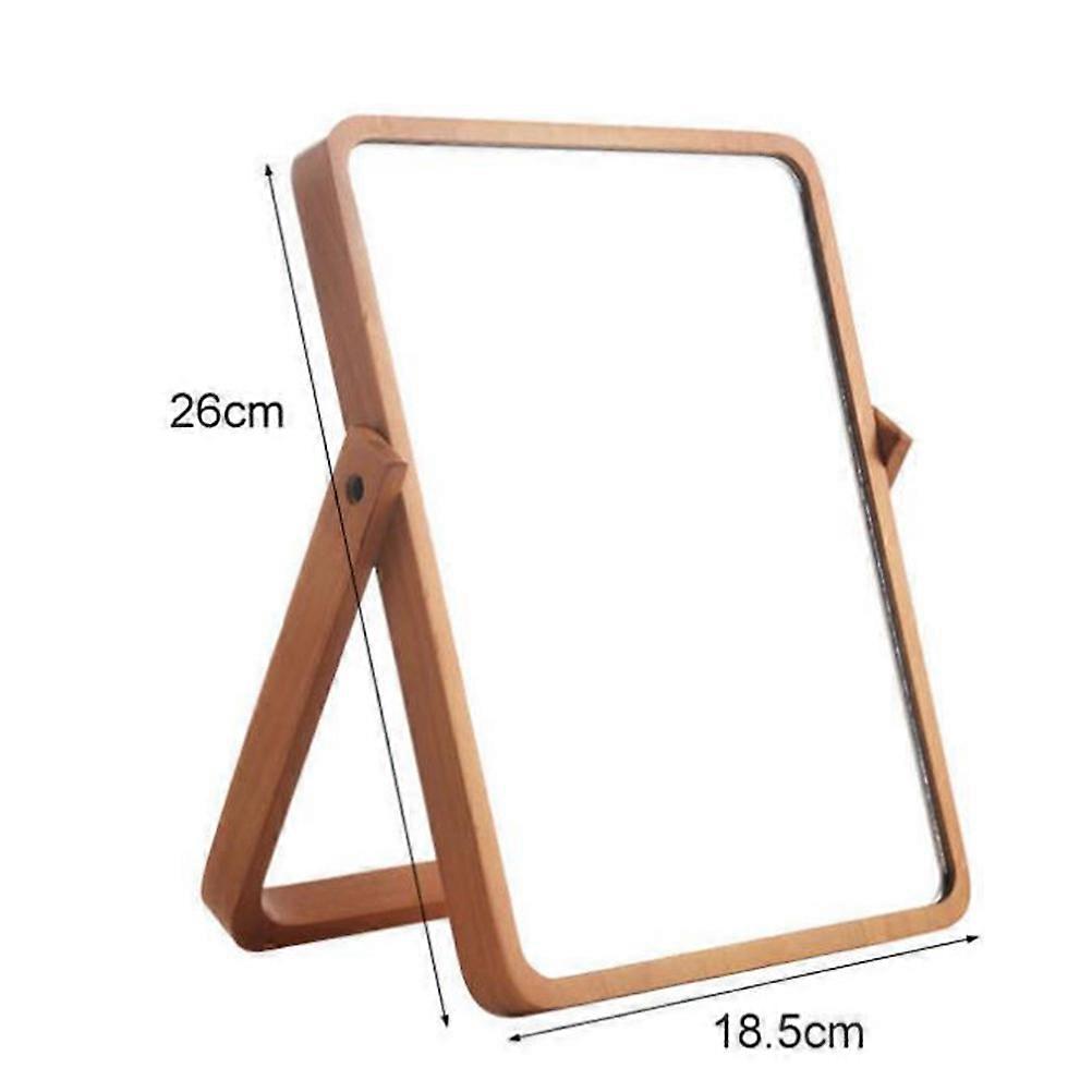 Portable Vanity Mirrors Wooden Desktop Makeup Mirror Clear Reflection Rectangular Shape 1Pack