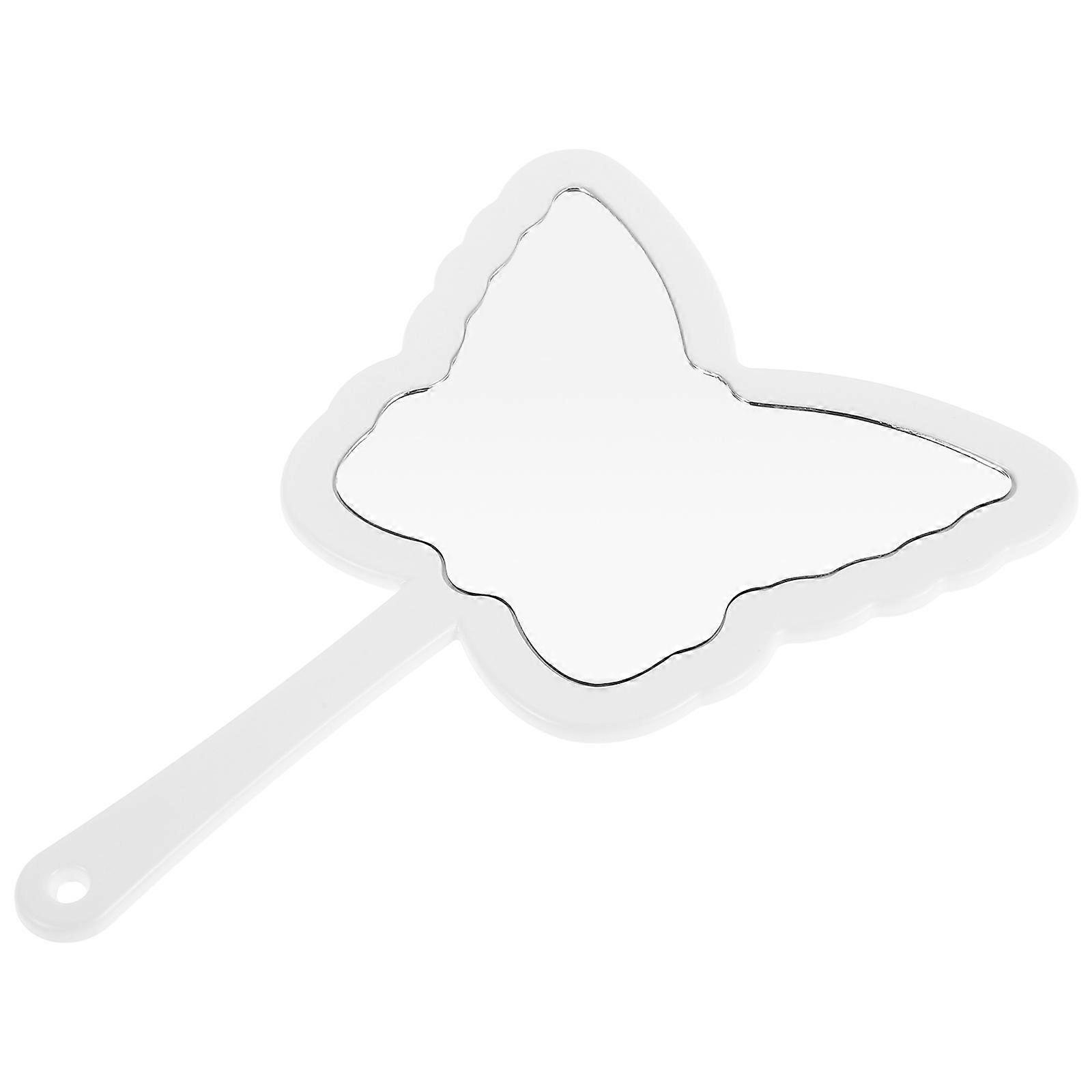 Handheld Portable Makeup Mirror for Makeup with Handle White Design