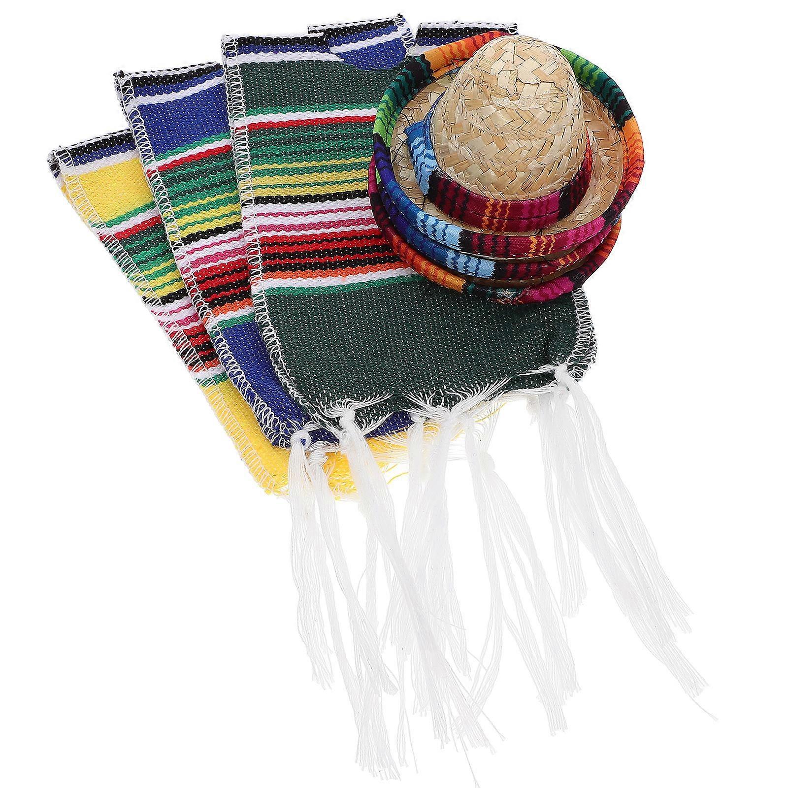 Mini Sombrero Hats Bottles Decoration for Festive Use 1Set Colorful