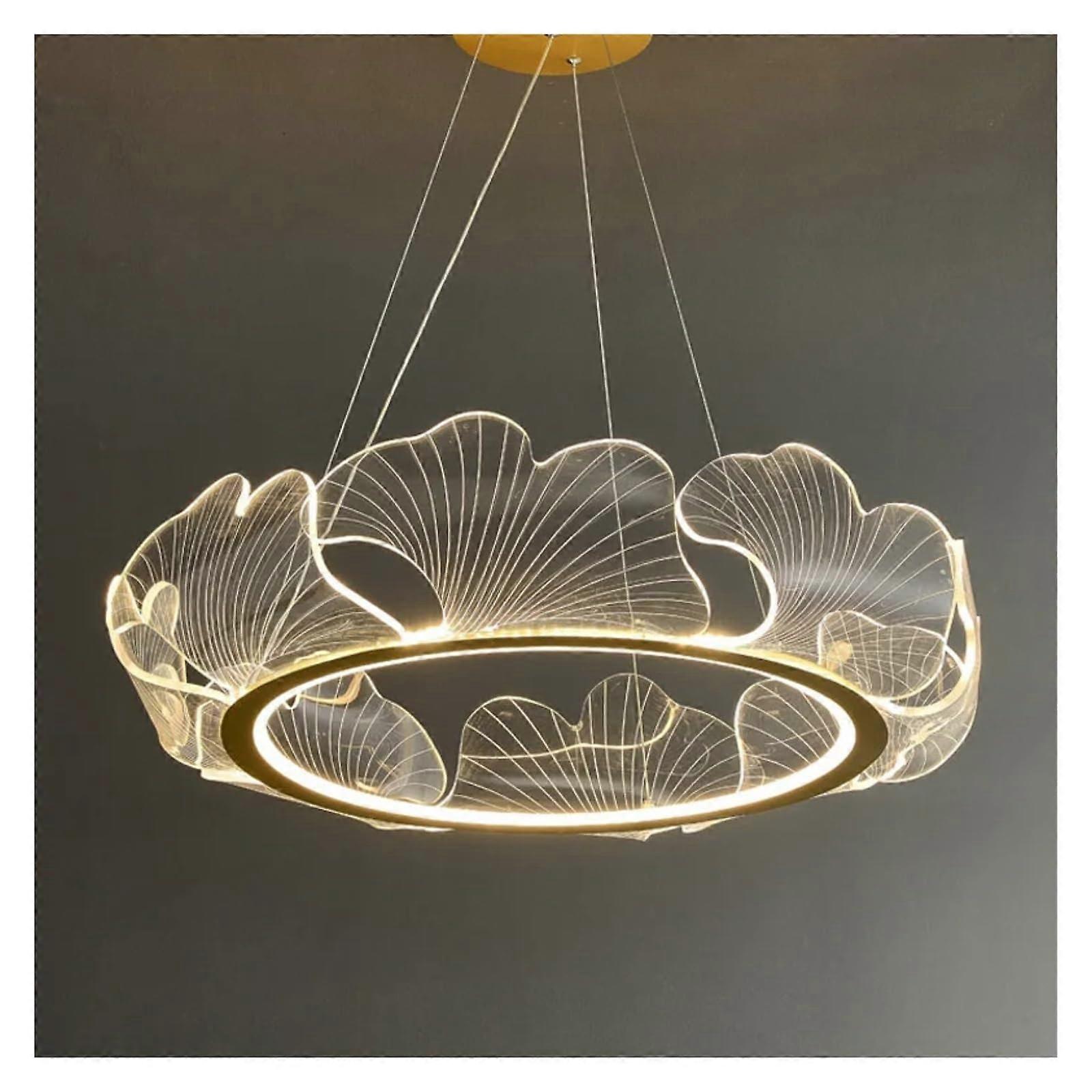 Modern Gold Chandelier with Remote Control, Dimmable LED Ceiling Light for Bedroom and Living Room, 108cm