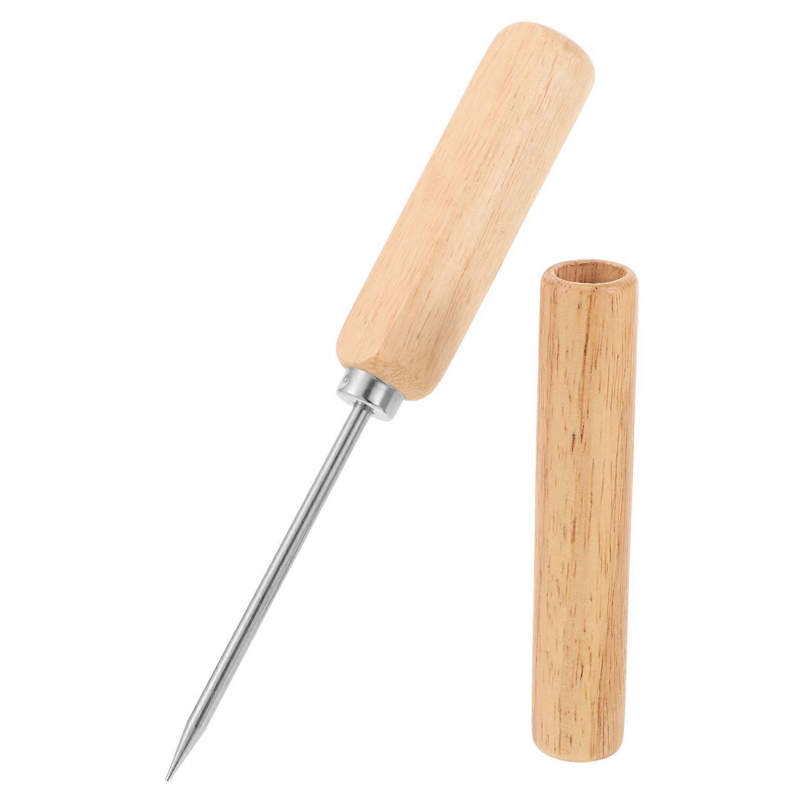 Stainless Steel Ice Pick with Wood Handle for Breaking Ice Manual Ice Crusher Tool Bartending Whiskey Ice Cube Breaker for Ice Shaving Tool Ice
