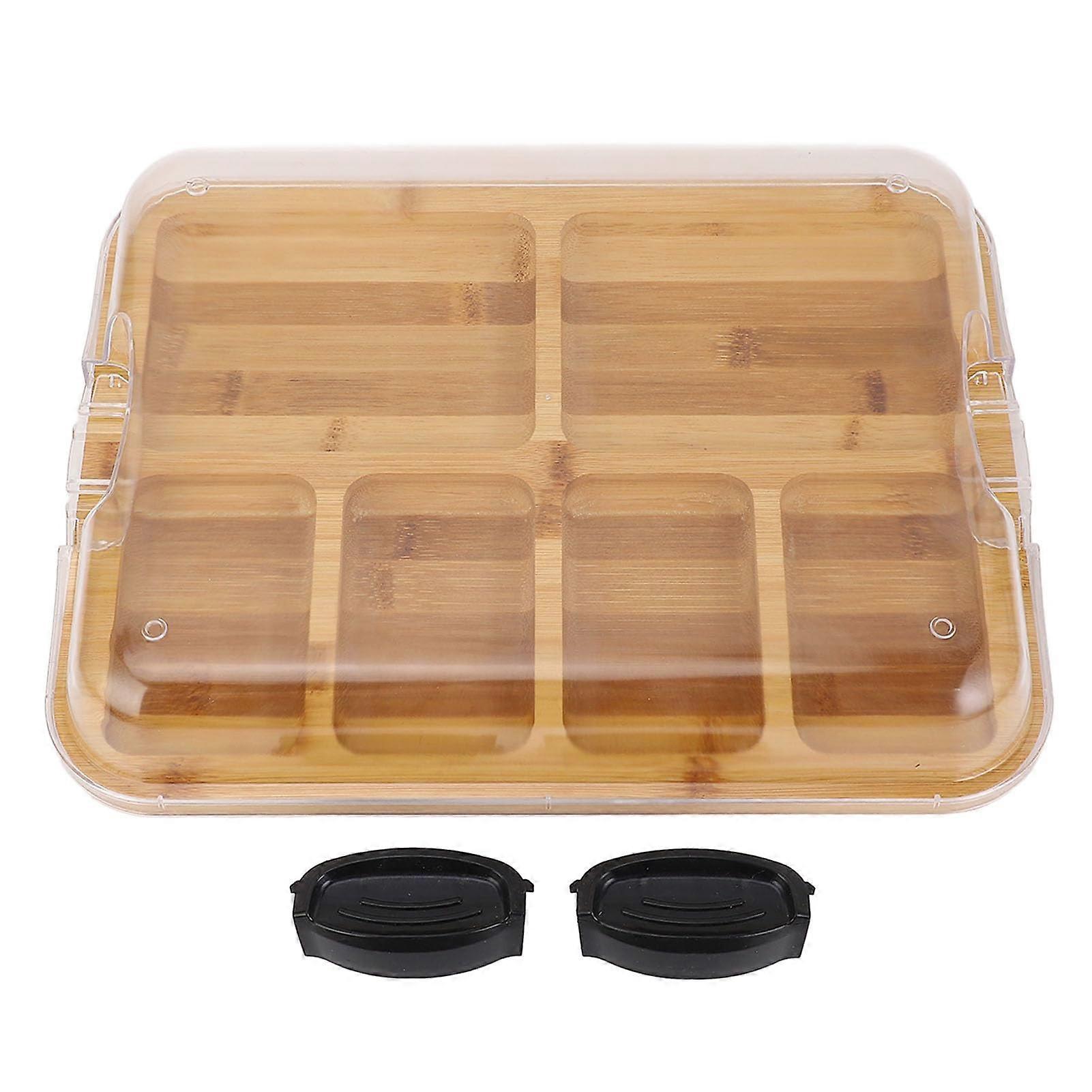 Charcuterie Board Bamboo with Lid, DualSided Cheese Board with Compartments for Parties and Gifts