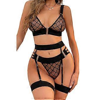 Set di lingerie sexy da donna in pizzo, reggiseno e perizoma, babydoll e indumenti da notte a rete