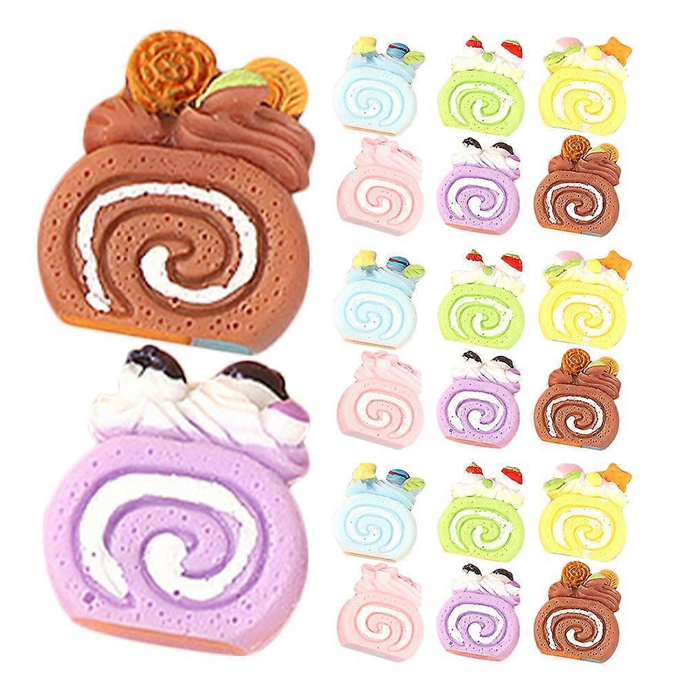 Simulated Mini Cake Doll House Models for Decor 24Pcs Assorted Color Resin