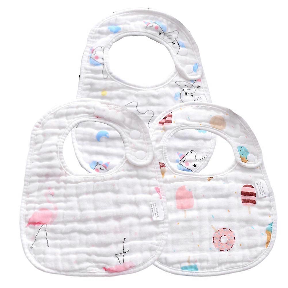 U Shaped Snap Button Bib Set for Infants Feeding 1Set White Cotton Material