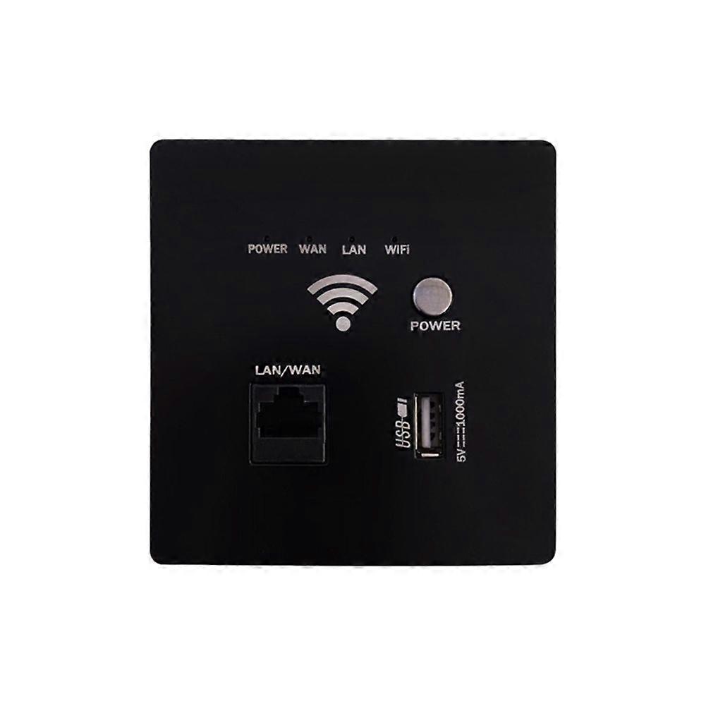 AP300Mbps USB Socket Wall Embedded Wireless AP Router Wall Charger WIFI USB Charging Socket Panel WiFi Socket Black
