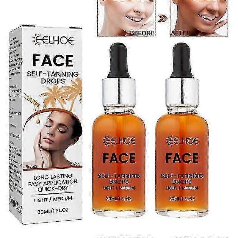 2Pcs Self Tanning Drops Face & Body - Medium 30ml