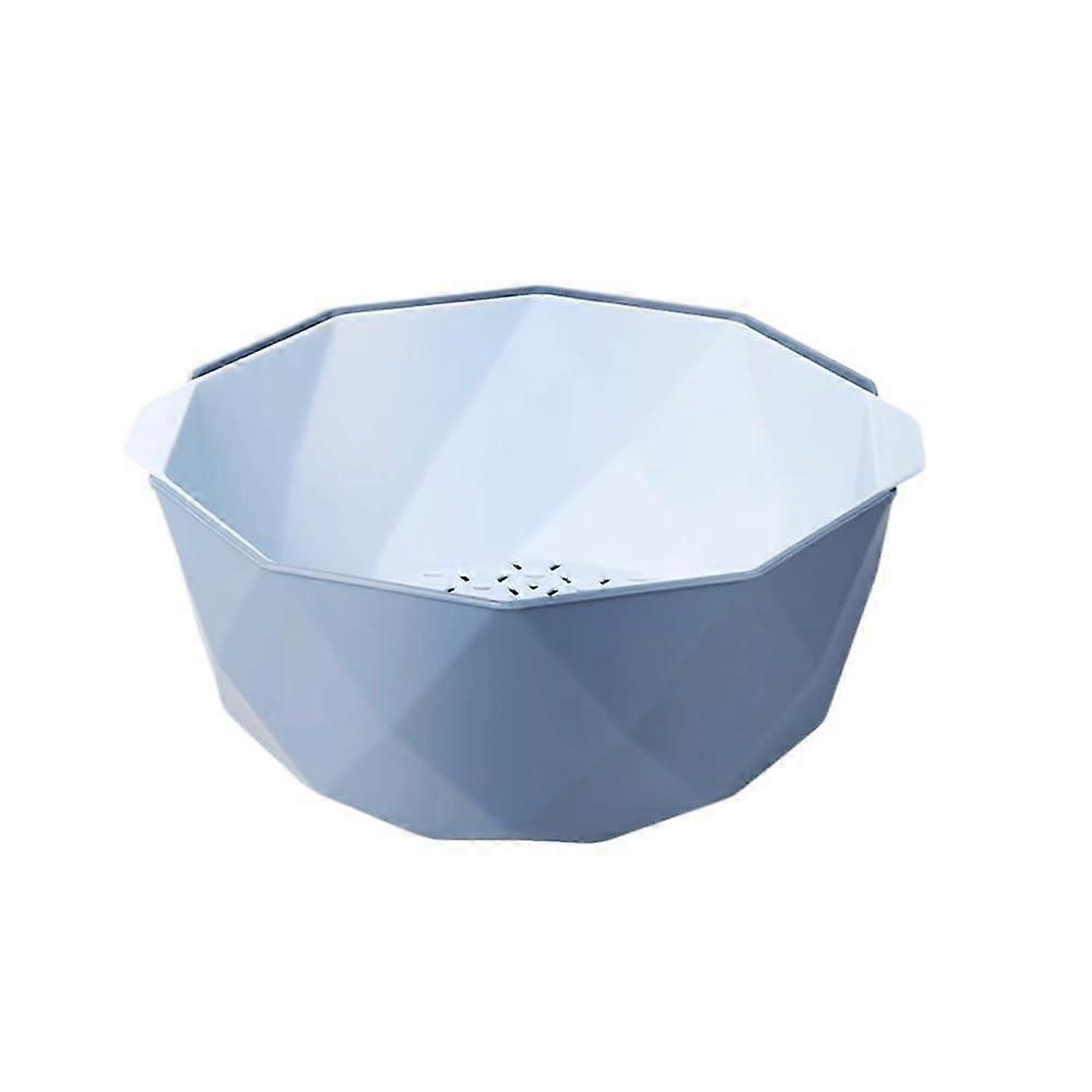 Large Blue DoubleLayer Fruit Bowl with Strainer for Snacks Candy and Table Decoration