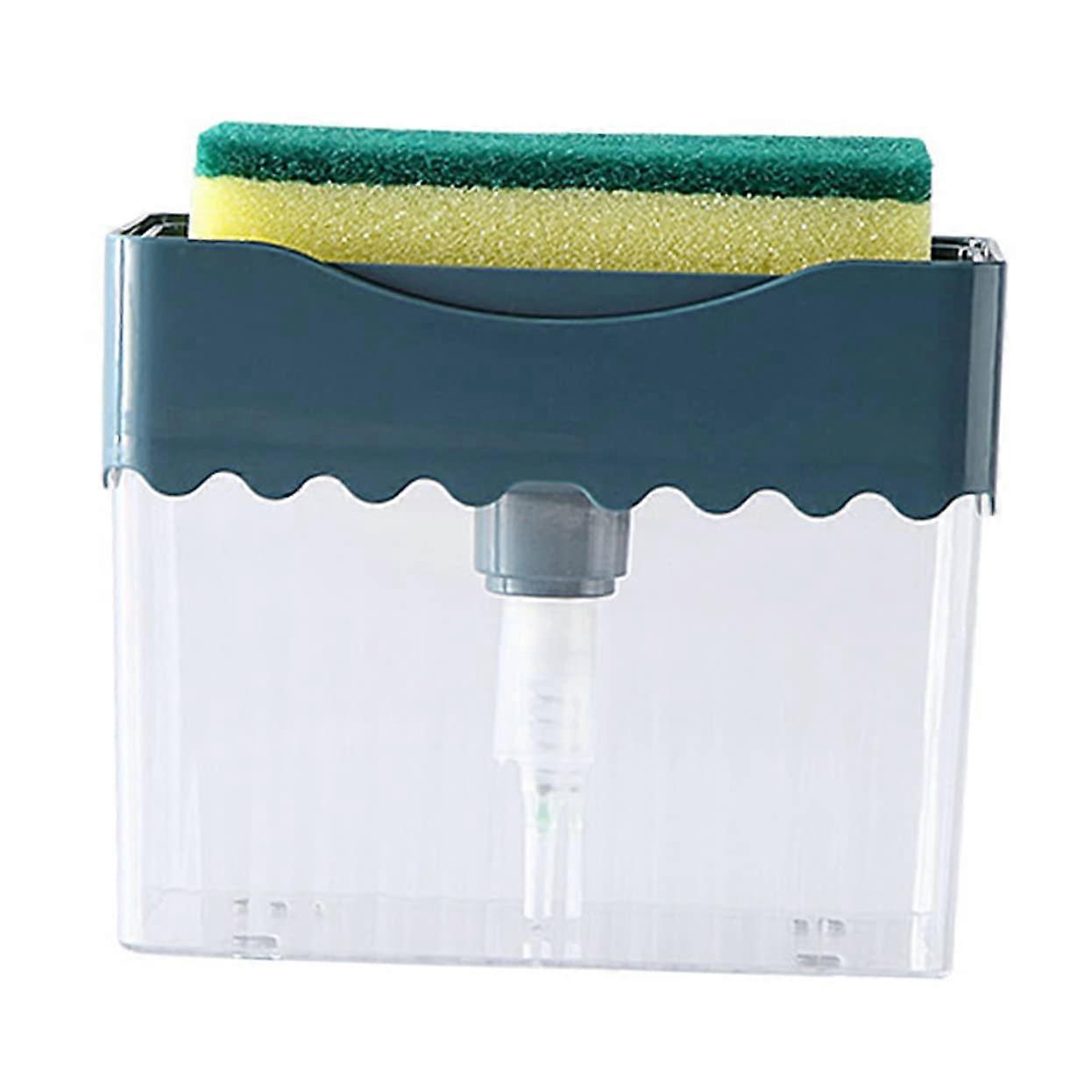 Automatic Soap Dispenser with Sponge for Kitchen and Bathroom, OneHand Press Liquid Pump, Blue