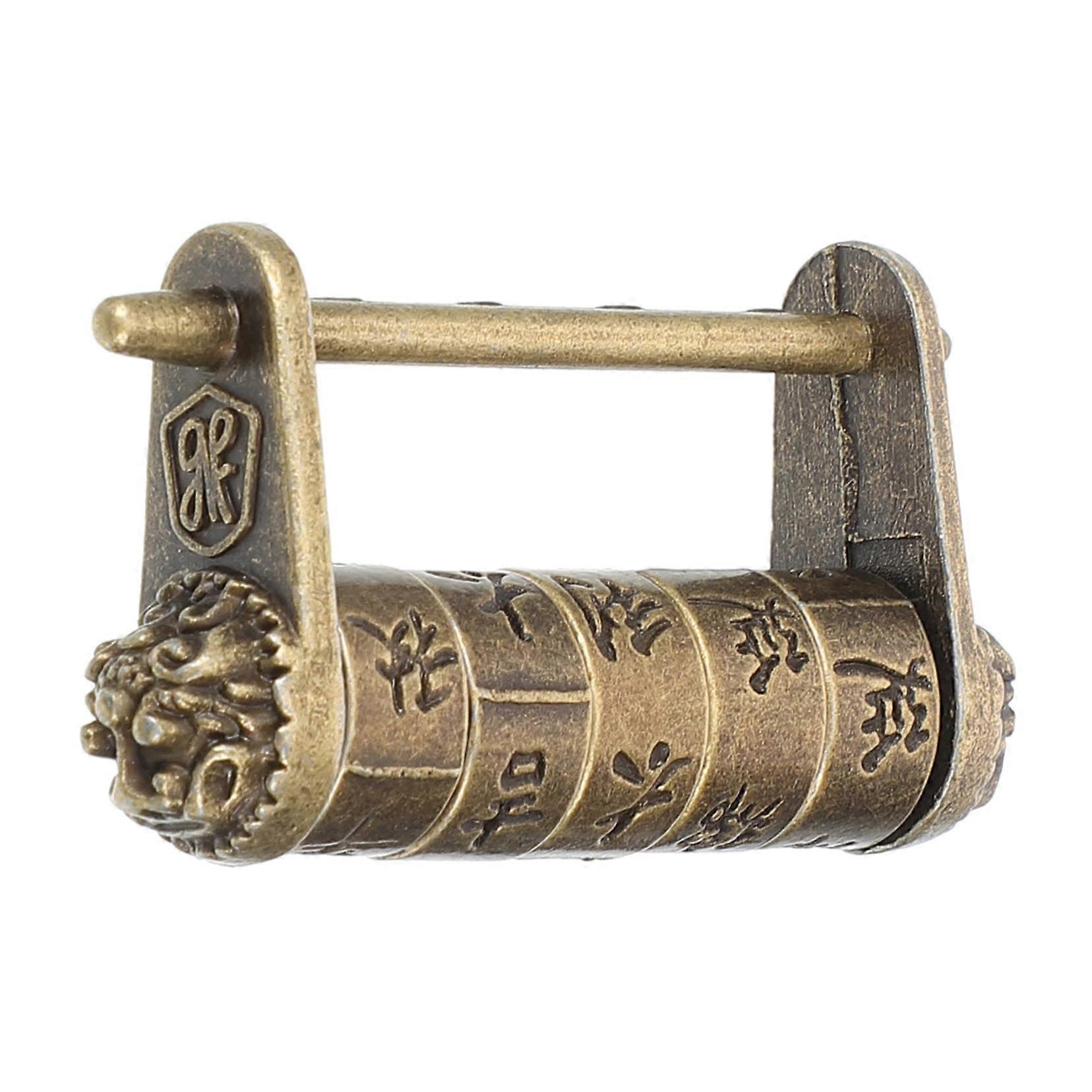 Vintage Padlock Antique Chinese Combination Lock Copper Password Security Retro Mini Design
