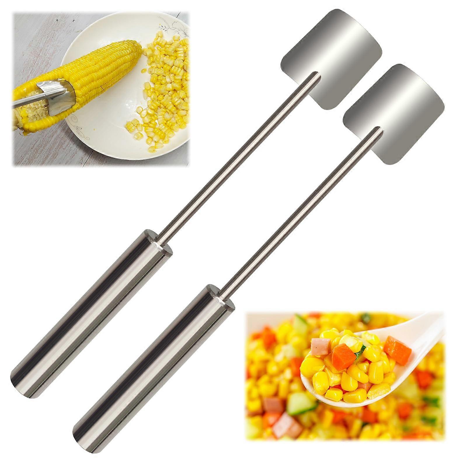 Stainless Steel Corn Peeler and Cob Remover 2 Pcs Quick Kernel Removal Safe for Kitchen and Chefs