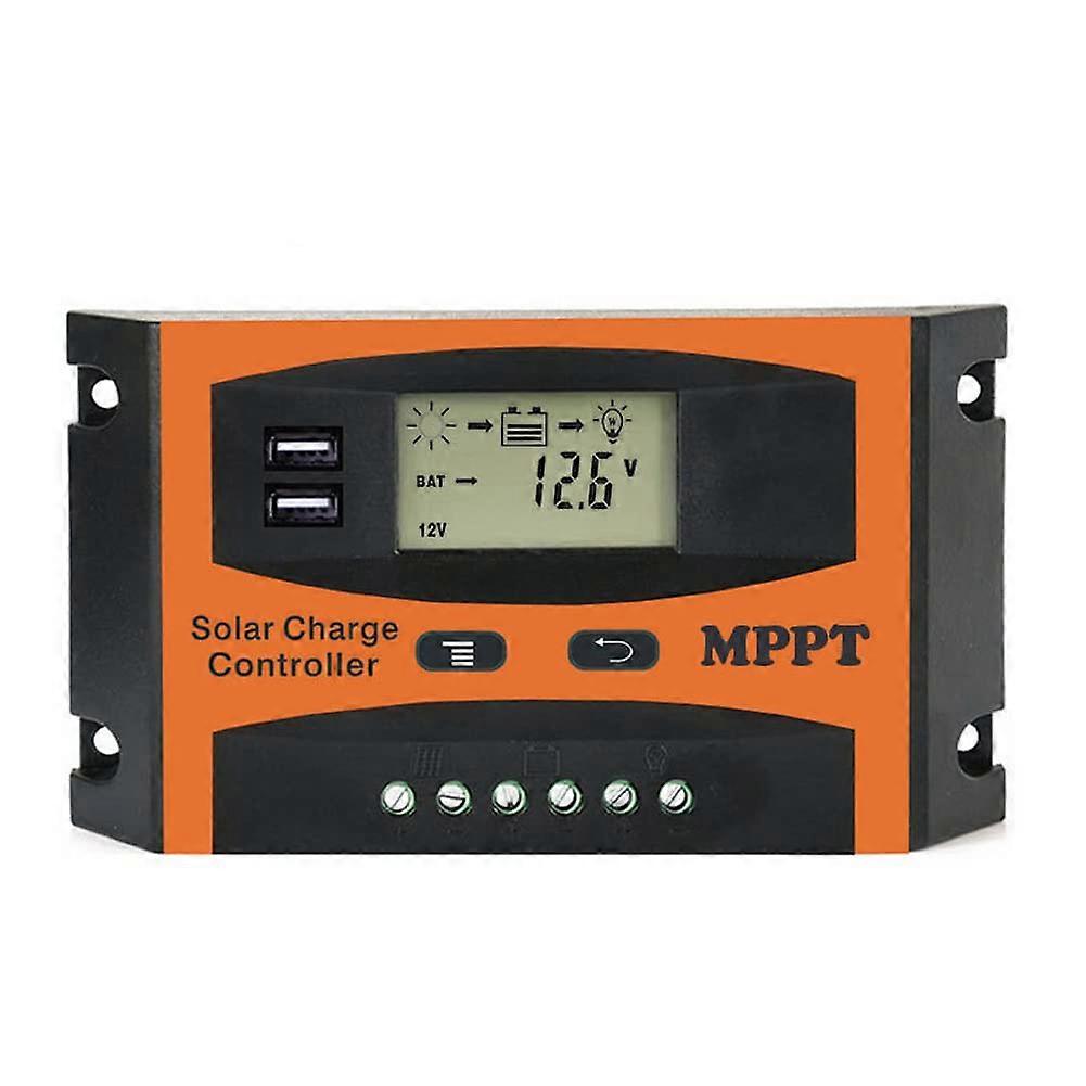 Solar Charge Controller 12V 24V Automatic Voltage Recognition Dual USB LCD Solar Panel Regulator for Car RV Truck