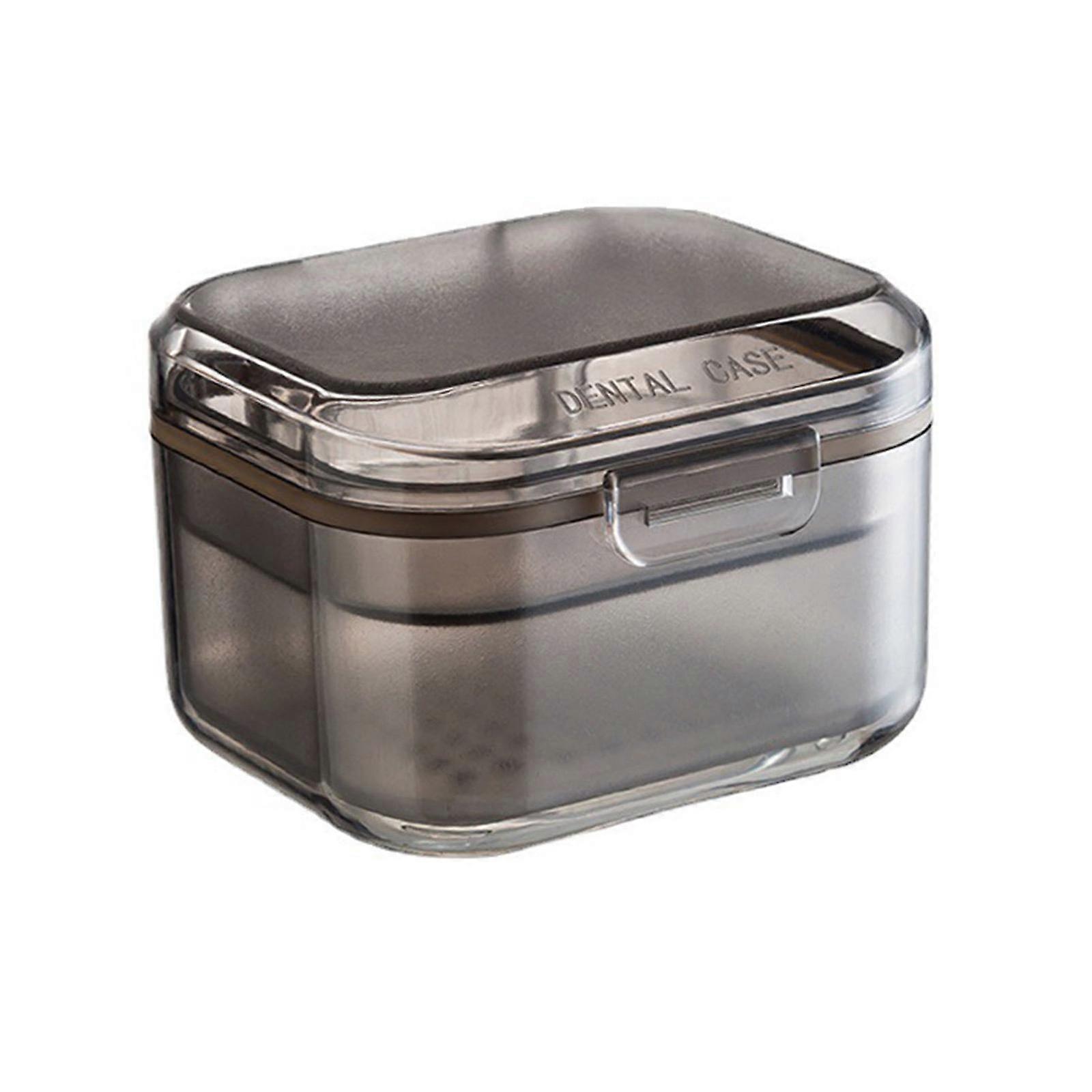 Denture Bath Case Dental False Teeth Storage Boxes With Drain Tray Container