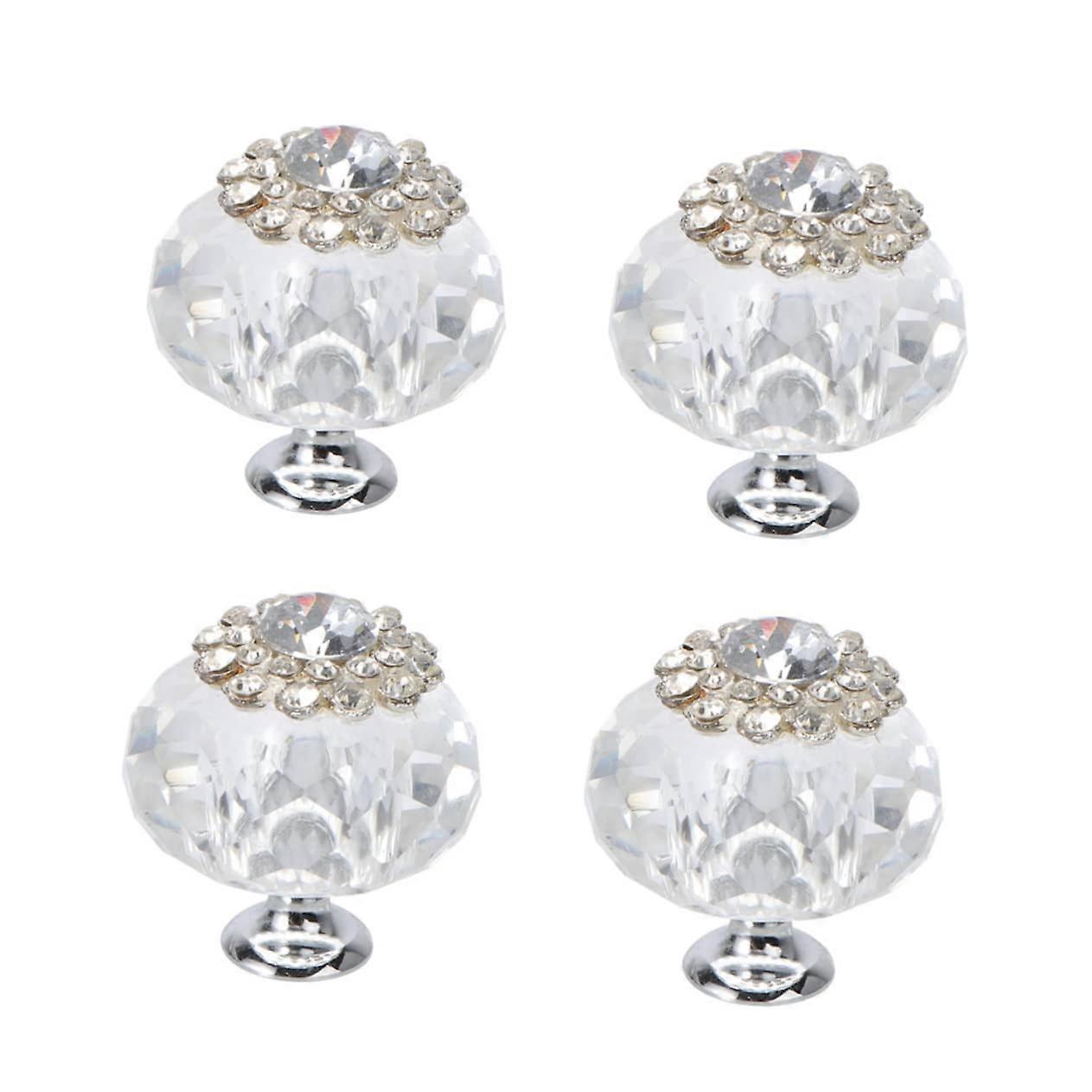 Glass Cabinet Knobs Set of 4 Round Vintage Style Decorative Drawer Pulls with Timeless Patterned Design