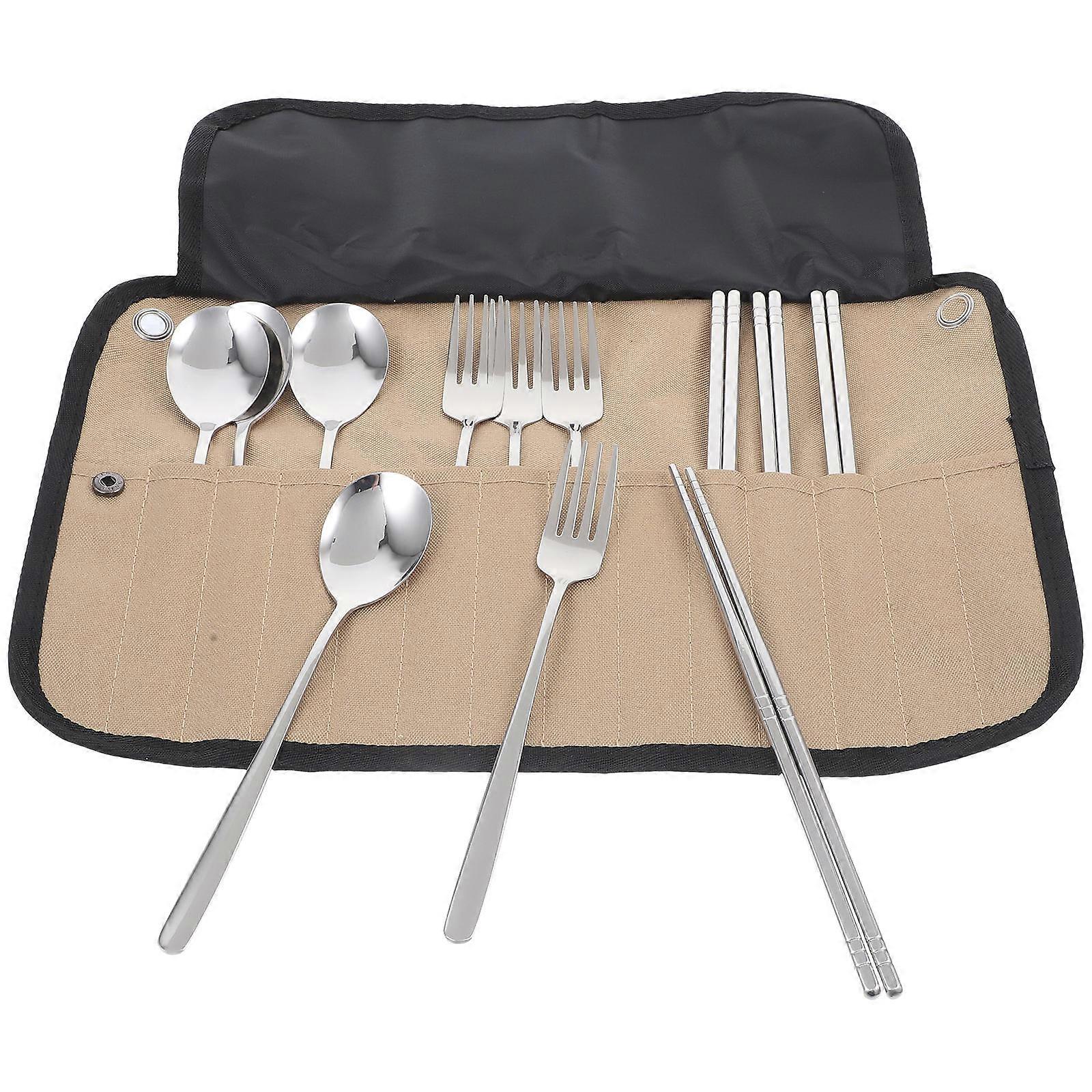 Camping Cutlery Set Portable Nylon Tableware Kit for Picnic 1Set Storage