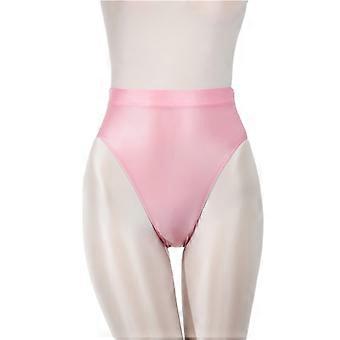 Women Panties Glossy High Waist Breathable Elastic Friendly to Skin Close Fit Nylon Sexy Stretchy