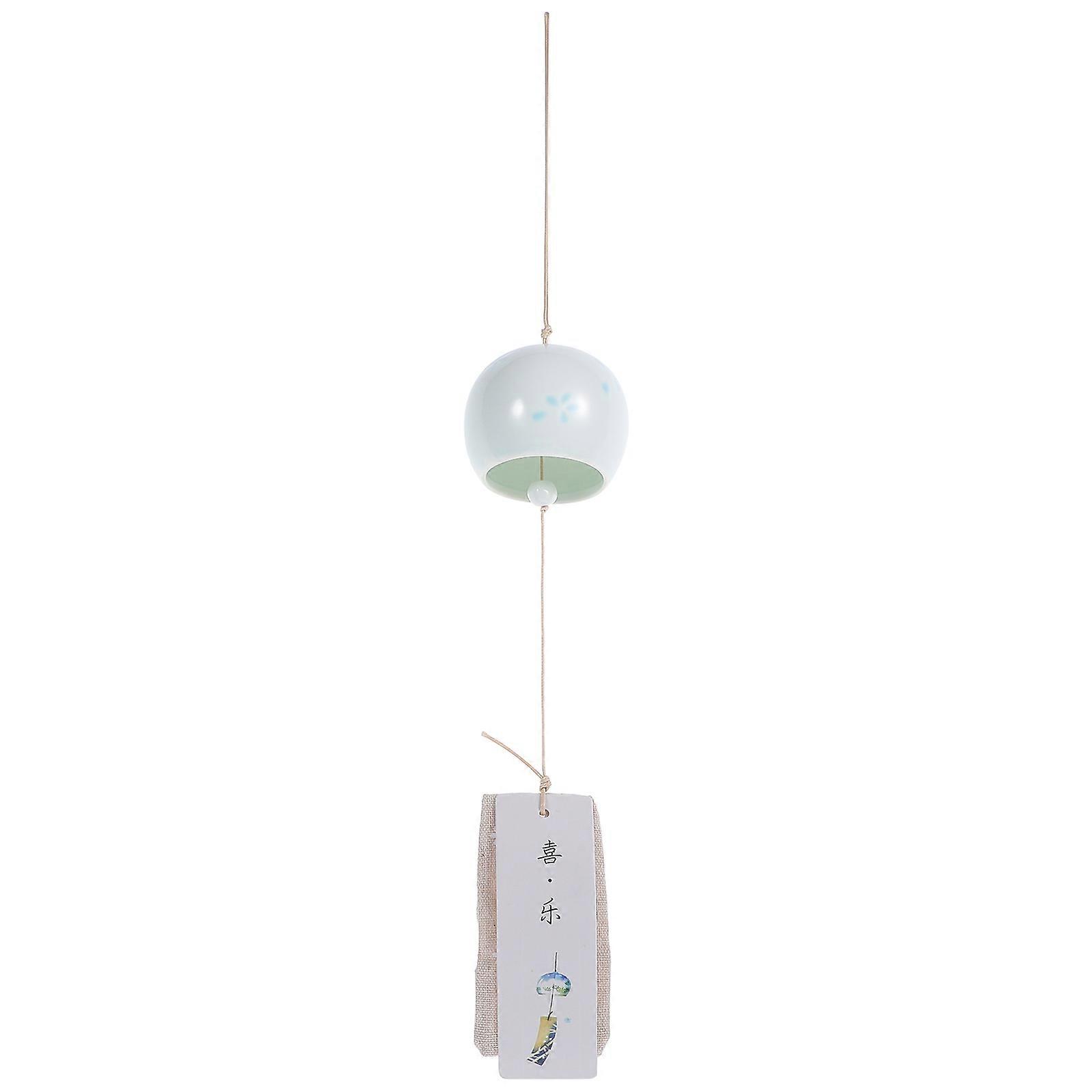 Blue Ceramic Wind Chime for Decor with 1Pcs Japanese Wind Bell