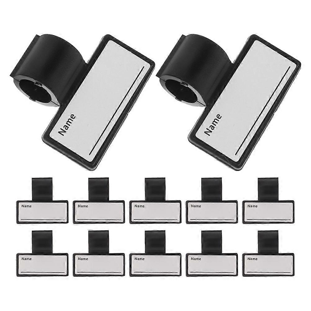 Id Tag Stethoscope Name Clips for Marking 12Pcs Plastic Name Plates Black