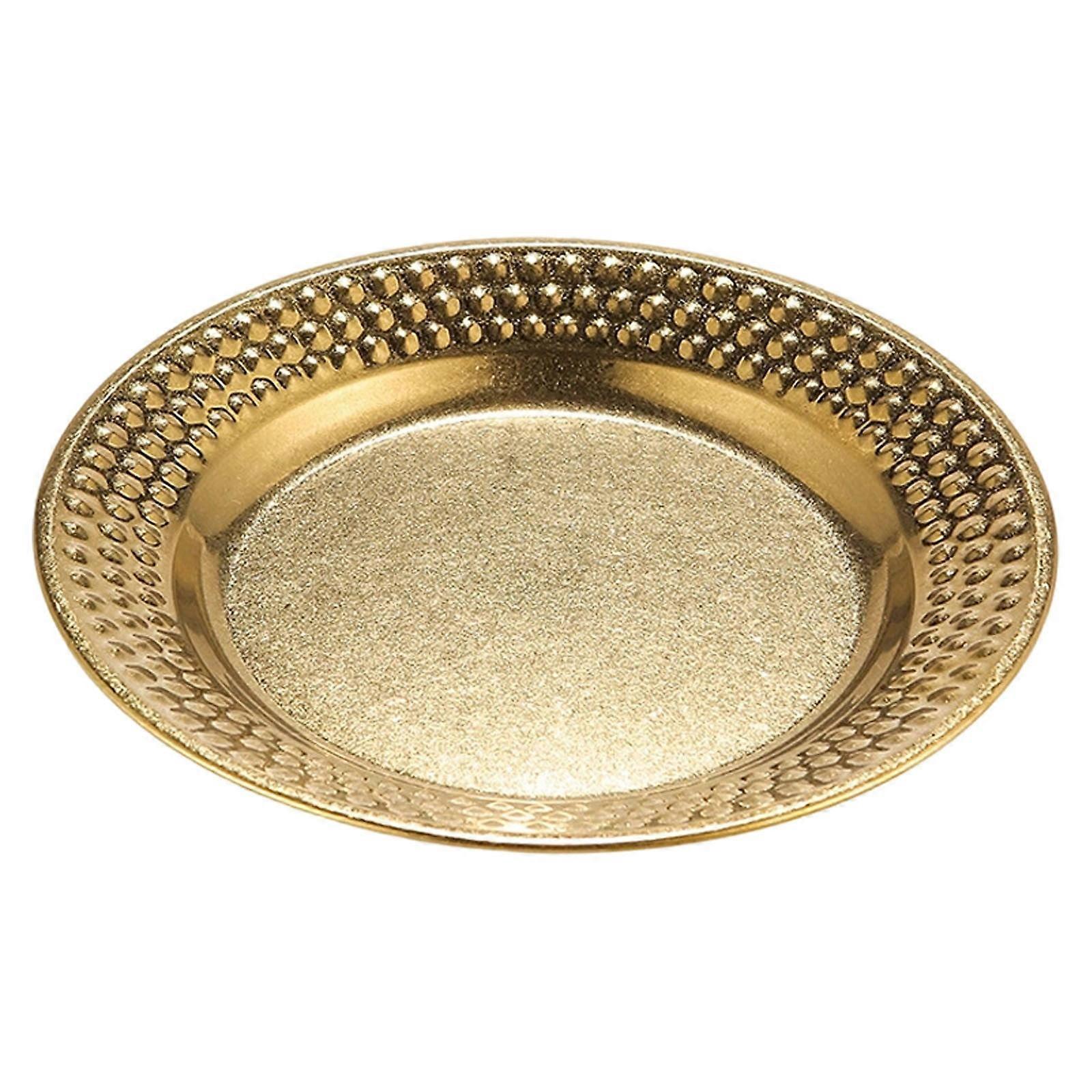 Stainless Round Plates with Hammered Texture for Bbq and Restaurant Serving Stackable And， Tableware