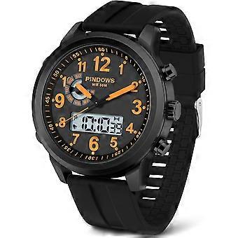 Men's Military Digital-Analog Quartz Watch, Waterproof, Stainless Steel, Multifunctional Sport & Casual Wristwatch