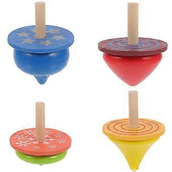 4pcs Kids Toddlers Educational Toys Wood Handmade Colour Gyro for Boys Girls