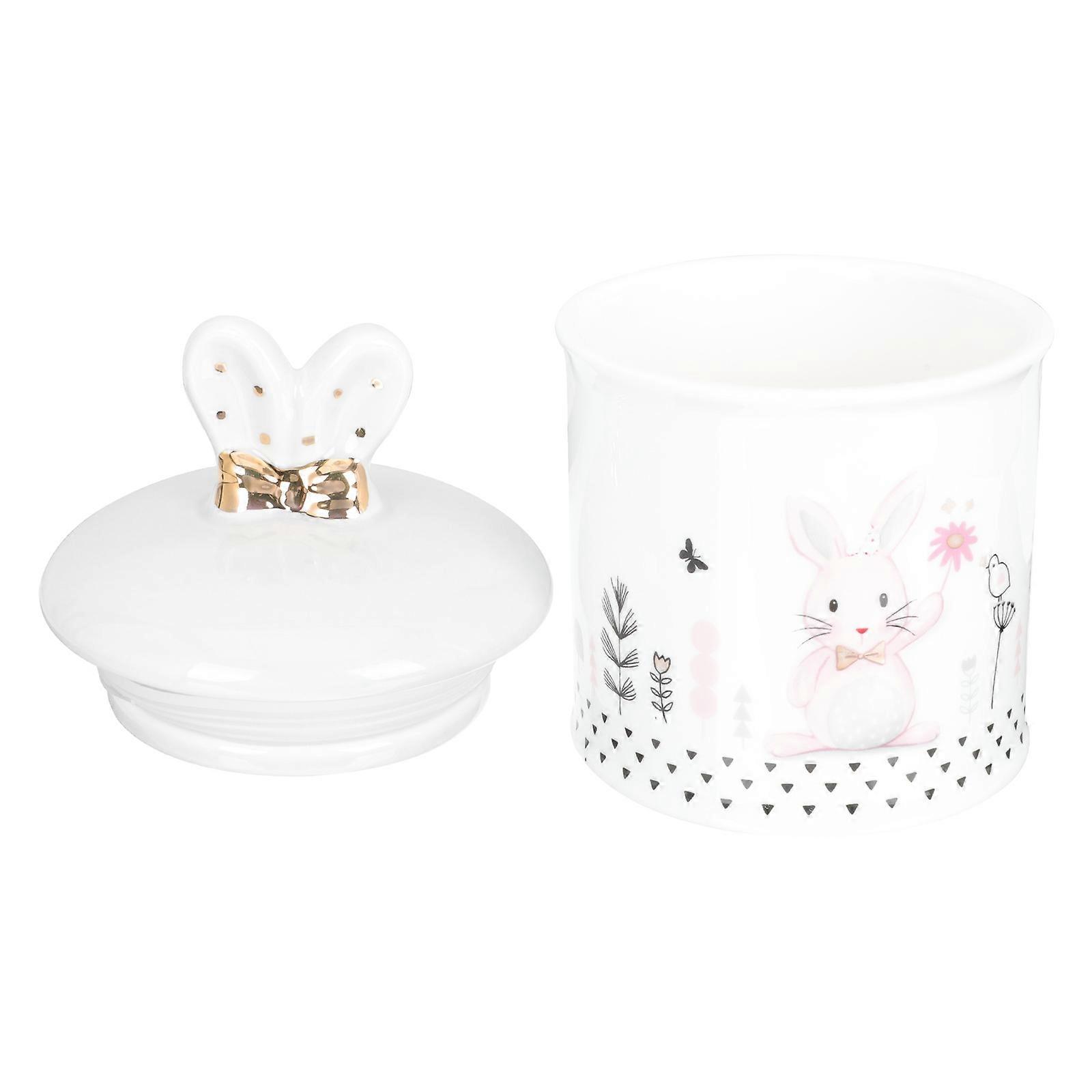 Ceramic Tea Storage Can Rabbit Pattern for Sealed Cookies Jar