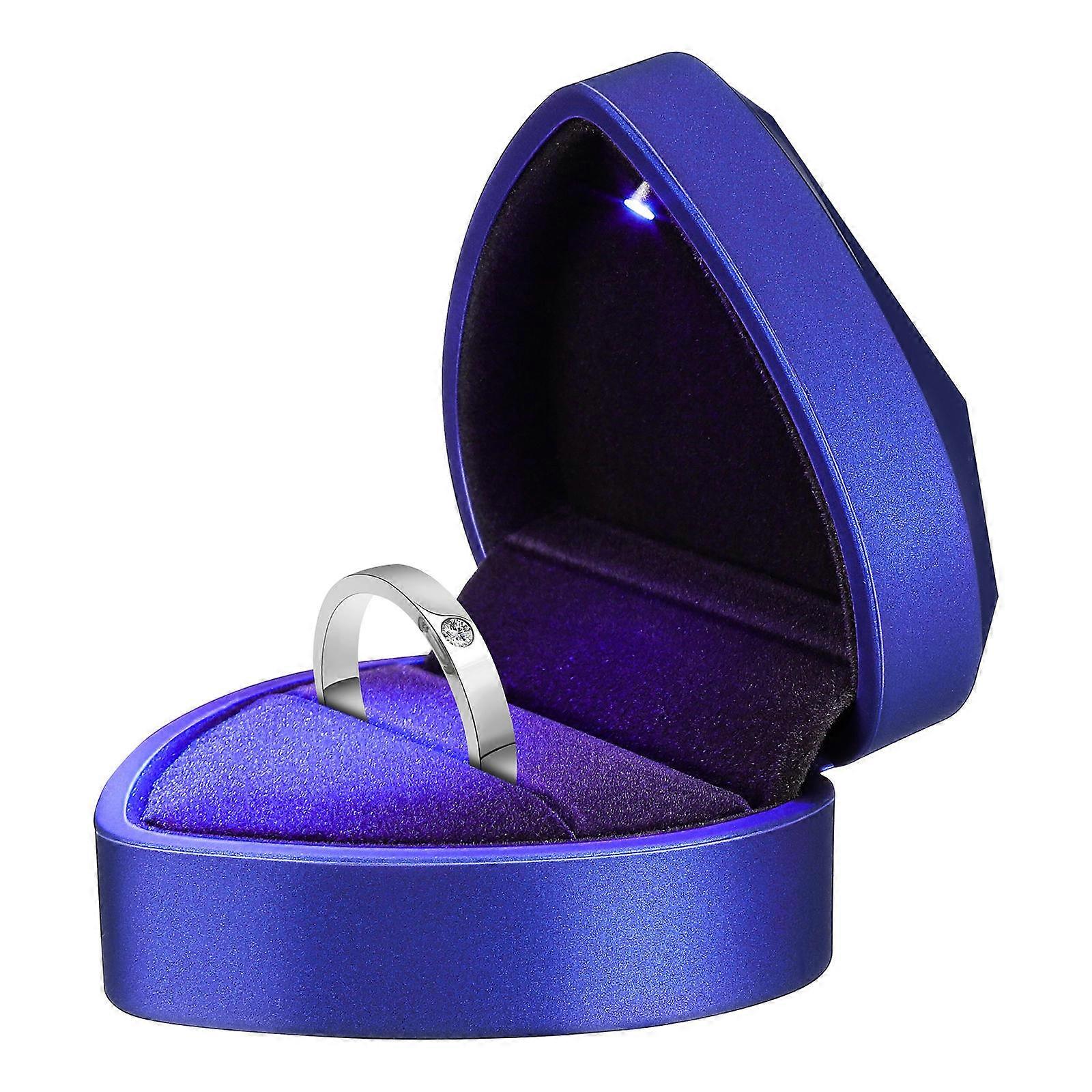 Wedding Ring Box Heart Shape with LED Light for Proposal 1 Piece