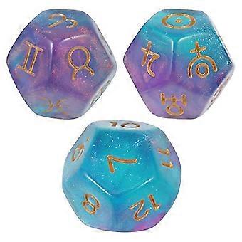 Juego de 3 dados astrológicos de 12 caras para adivinación, astrología y tarot.