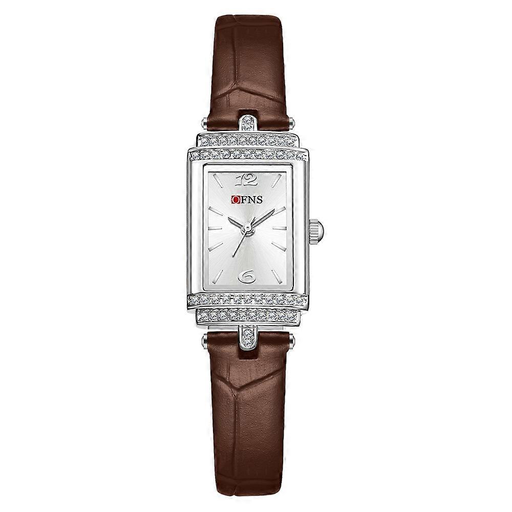 Women's Rectangular Green Leather Office Casual Evening Watch