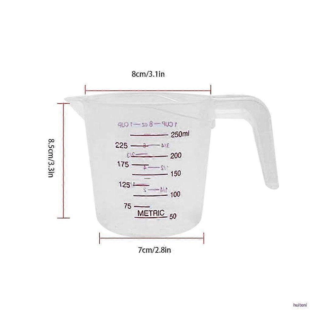 Transparent measuring cup, baking scale container, plastic, washable kitchen measuring tool, 250ml