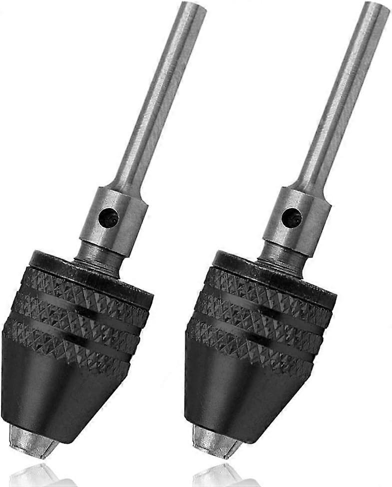 Set of 2 mini keyless drill chucks, quick change, conversion tool for