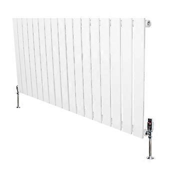 Flat Single Column Radiator 600mm x 1190mm & TRV Chrome Valves Modern Designer Single Panel Central