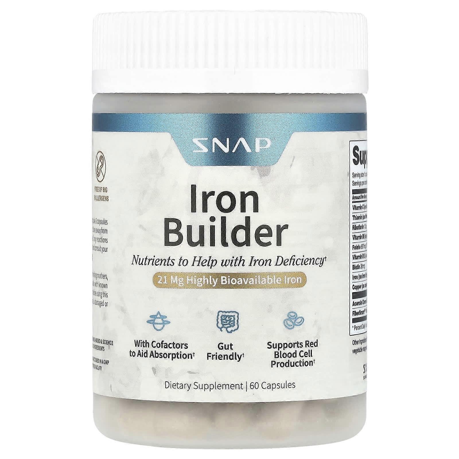 Snap Supplements, Iron Builder, 60 Capsules, 2-Pack