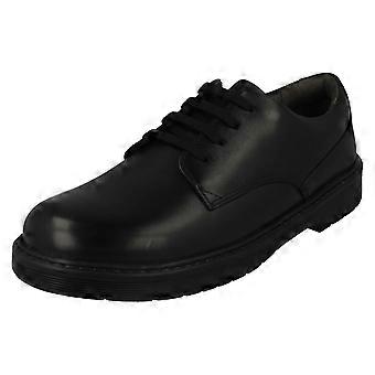 Boys Rhino By Startrite Lace Up School Shoes Glitch - Black Leather - UK Size 12G - EU Size 47 - US Size 13
