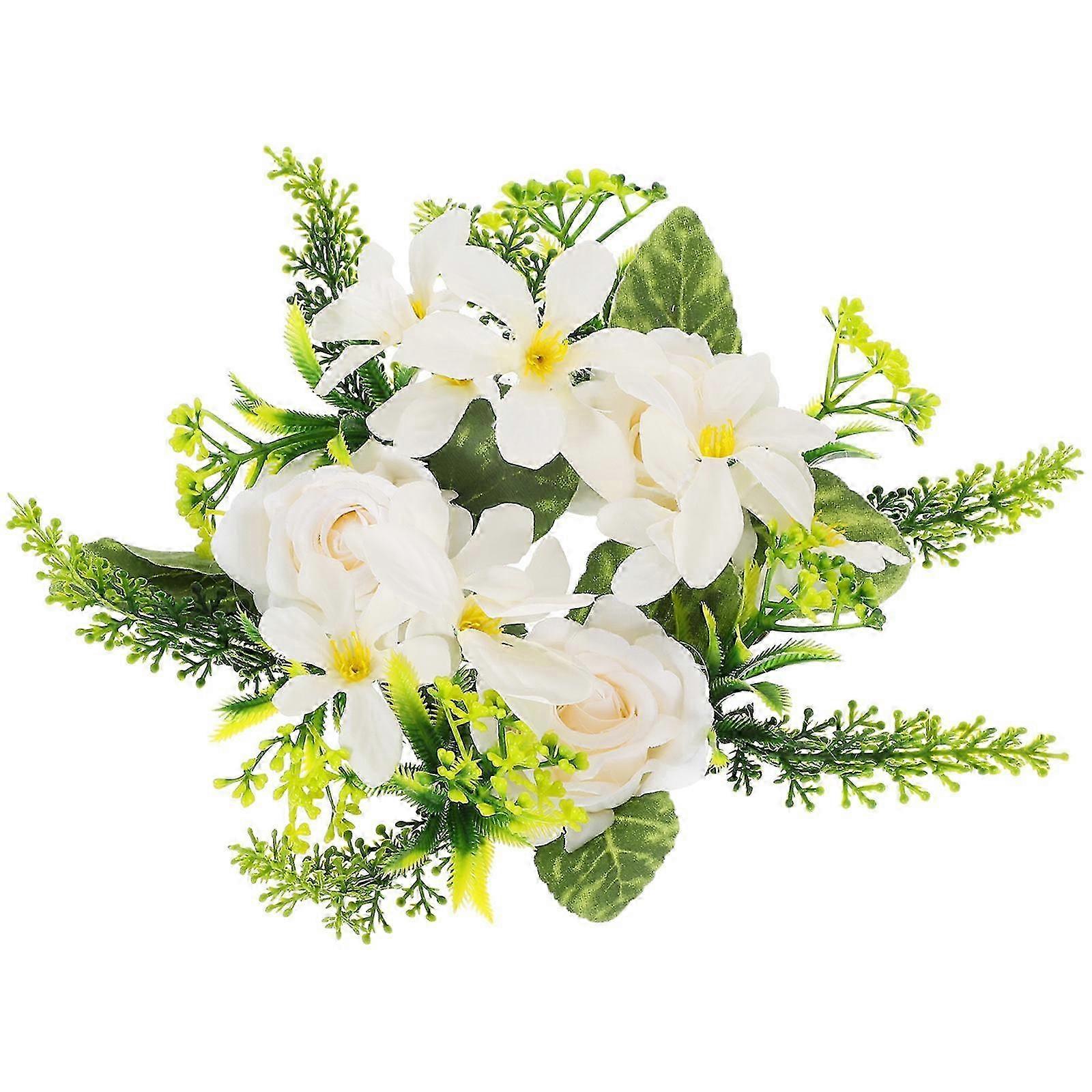 Artificial Rose Candle Ring Pillar Candle Holder compatible with Table Decor