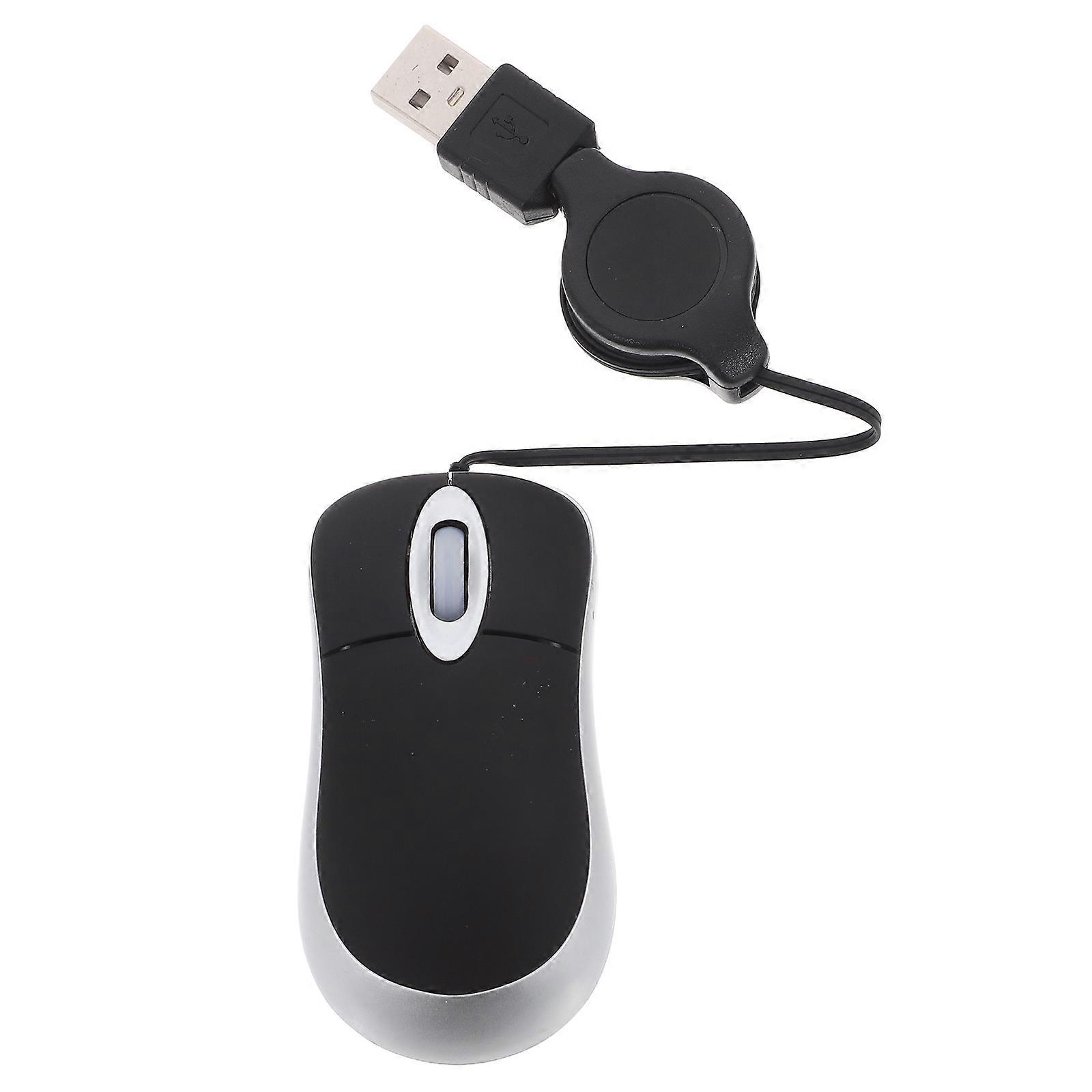 USB Mouse Creative Mini Telescopic Mouse for Computer Use 1 Piece Black
