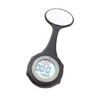 LCD Display Electric Watch for Daily Use Nurse Hanging Pocket Watch Black