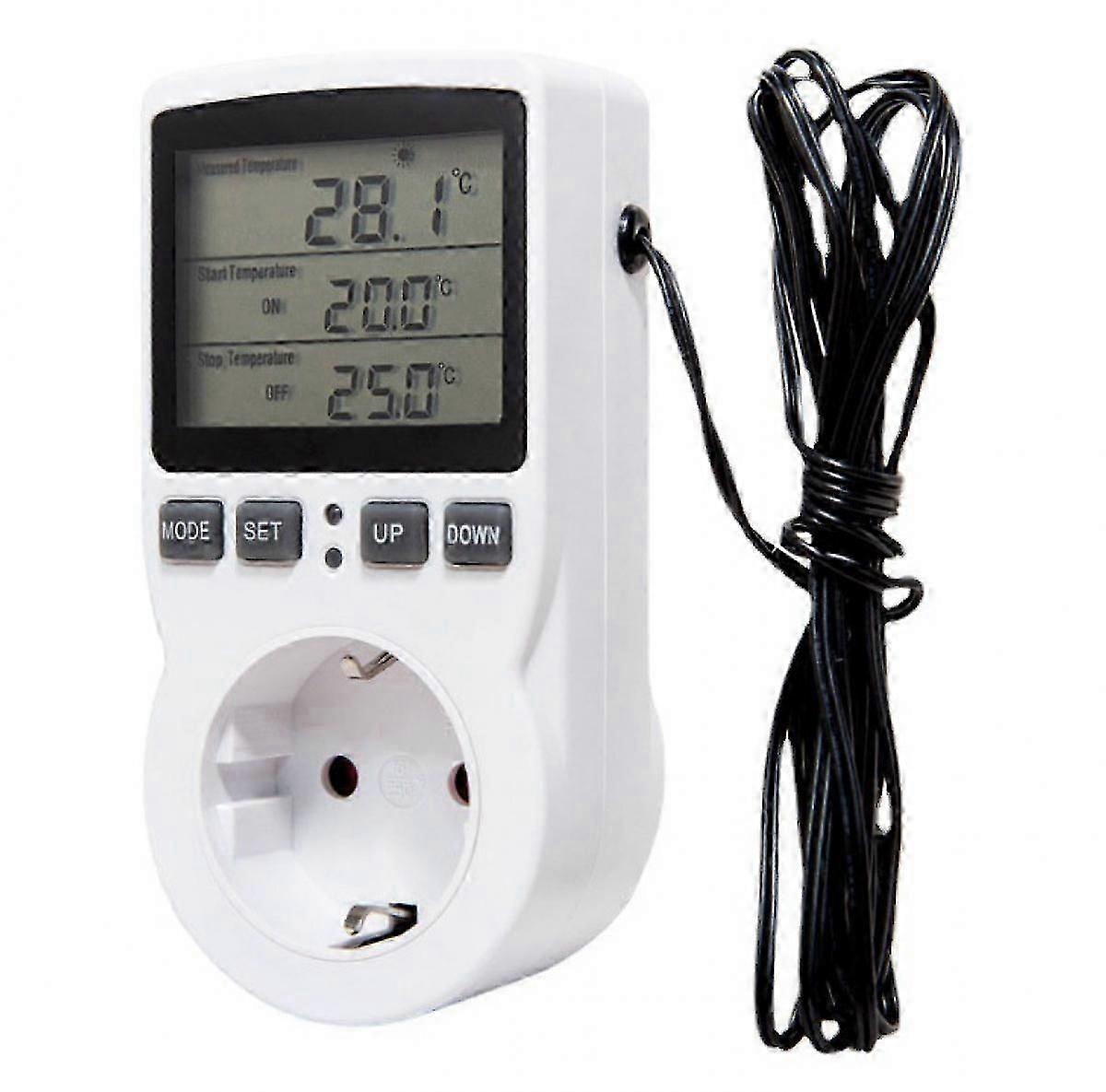 Digital Temperature Controller Thermostat Socket, LCD Heating Cooling, 230V, Programmable Timer, for Greenhouse Farm